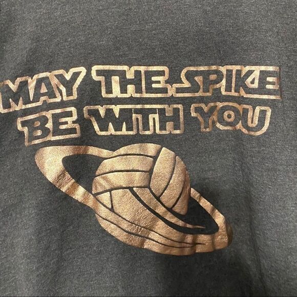 Volleyball May the strike Be with you graphic gray short sleeve Tshirt XL - Picture 2 of 5